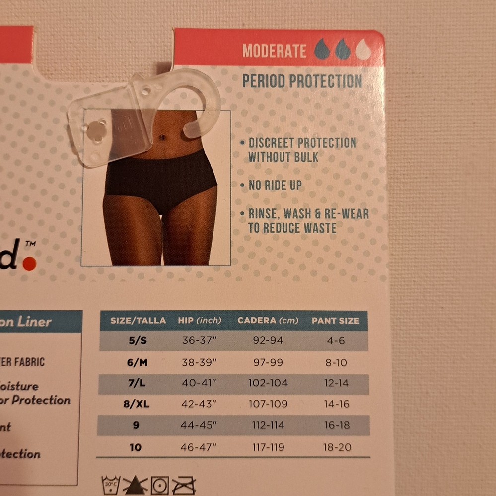 NWT Hanes Comfort 6/M Brief Period Underwear Moderate Leaks 2 Pairs - Picture 3 of 6